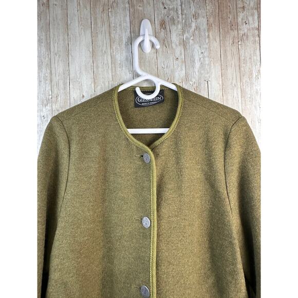Giesswein Wool Sweater Womens 42 Olive Green Metal Tirol Coin Button Cardigan - Picture 2 of 10